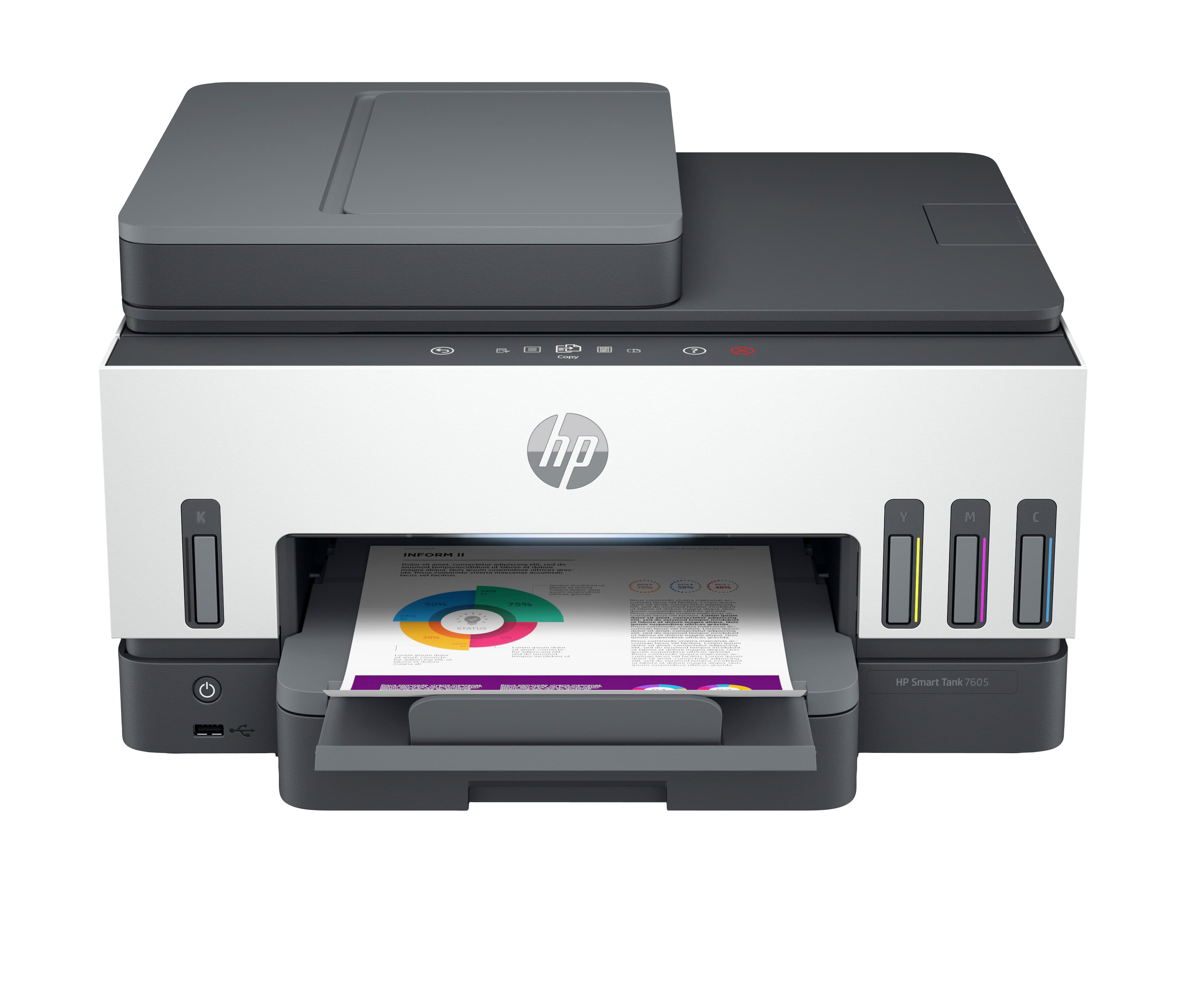 HP Smart Tank 7605 Wireless All-in-One Farbe Drucker, Beidseitiger Druck; Kopierer, Scanner